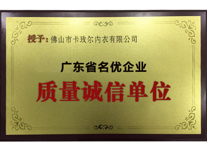 广东省名优企业质量诚信单位
